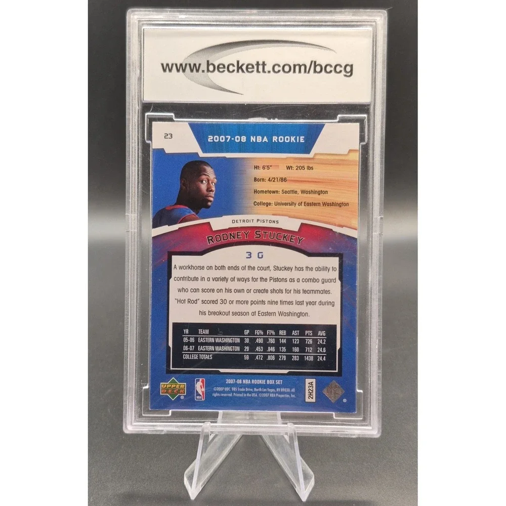 2007 Upper Deck Rodney Stuckey 23 NBA Rookie Box Set Base RC BCCG 10 Pistons